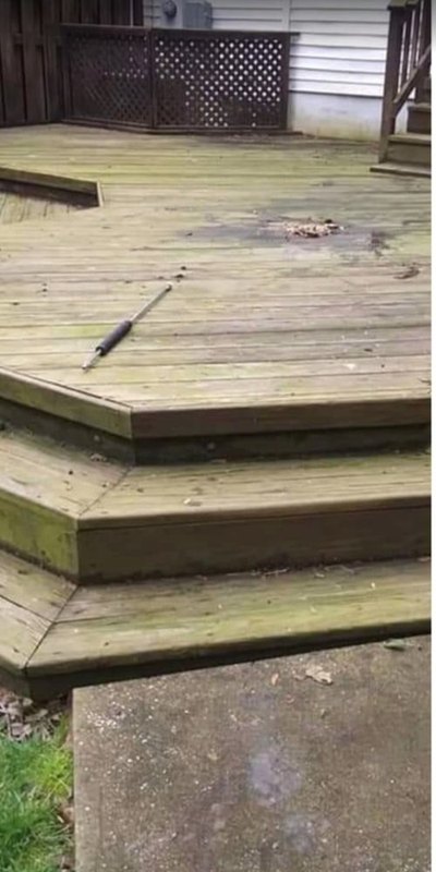 Weathered, slippery wood deck